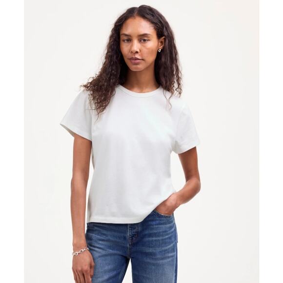 Madewell The Perfect Crewneck Tee WMNS XS White Cotton Short Sleeve Lightweight - Picture 2 of 9